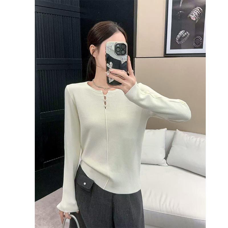 Base Layer Top - Women American Style Hollow Knit Top
